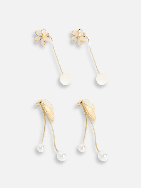 Pack Of Gold-Plated Drop Earrings