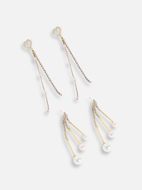 Pack Of Gold-Plated Drop Earrings