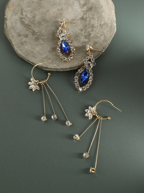 Pack Of Gold-Plated Drop Earrings