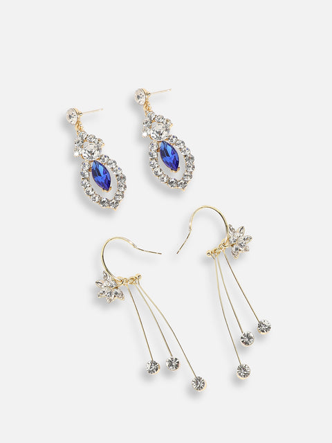 Pack Of Gold-Plated Drop Earrings