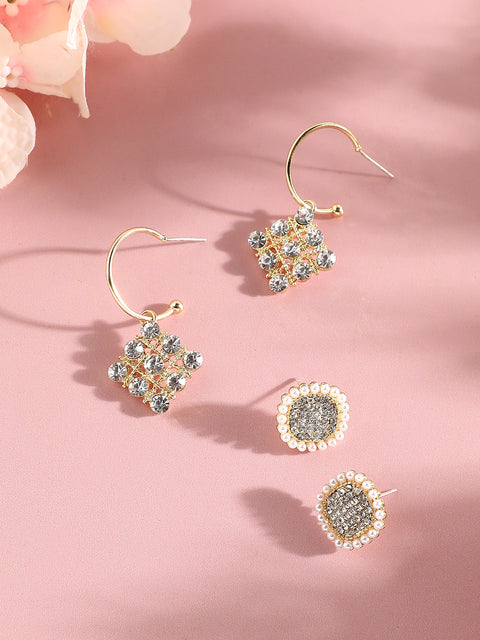 Pack Of Gold-Plated Stud & Drop Earrings