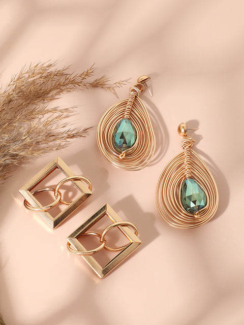 Pack Of Gold-Plated Stud & Drop Earrings