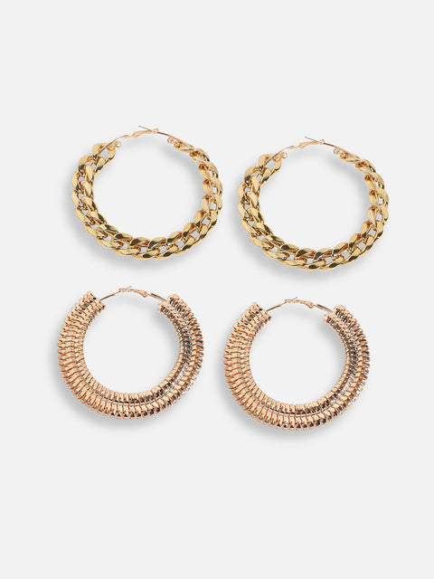 Pack Of Gold-Plated Hoop Earrings
