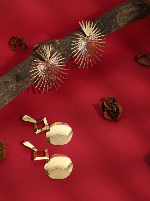 Pack Of Gold-Plated Drop Earrings