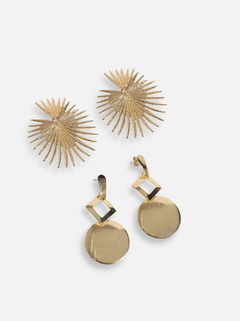 Pack Of Gold-Plated Drop Earrings