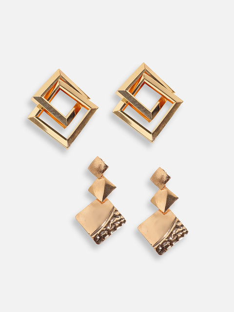 Pack Of Gold-Plated Drop Earrings