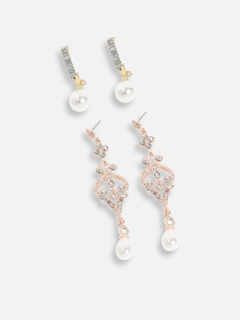 Pack Of Gold-Plated Drop Earrings