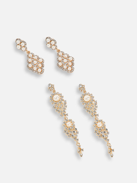 Pack Of Gold-Plated Drop Earrings