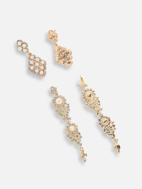 Pack Of Gold-Plated Drop Earrings 