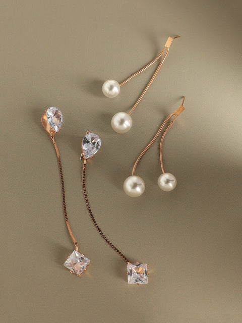 Pack Of Gold-Plated Drop Earrings
