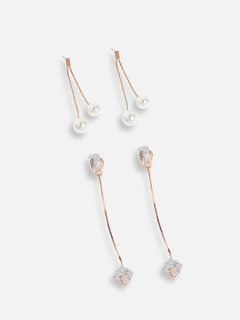 Pack Of Gold-Plated Drop Earrings