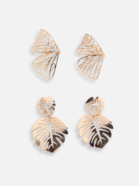 Pack Of Gold-Plated Drop Earrings 