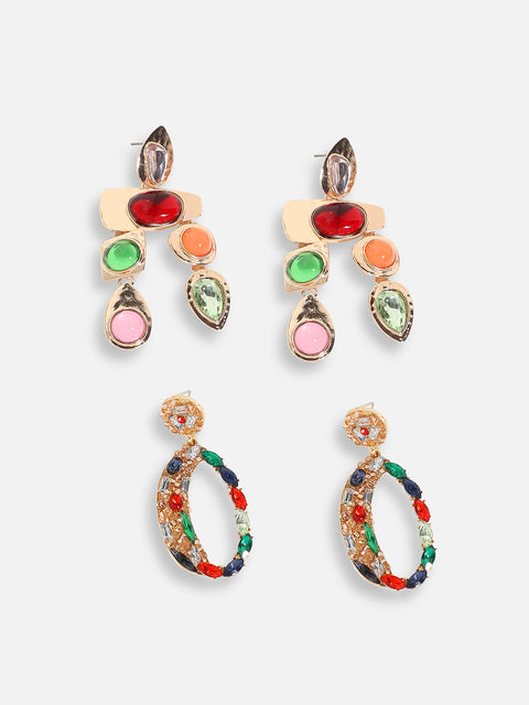 Pack Of Gold-Plated Drop Earrings 