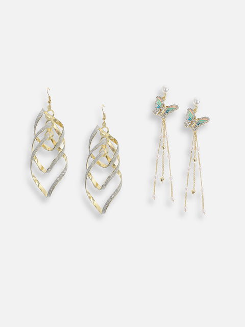 Pack Of Gold-Plated Drop Earrings 