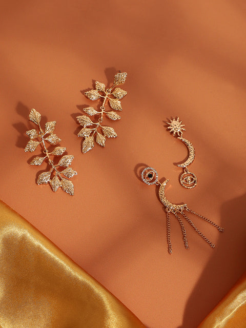 Pack Of Gold-Plated Drop Earrings