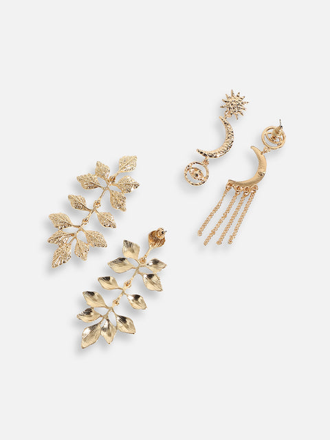 Pack Of Gold-Plated Drop Earrings