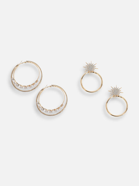 Pack Of Gold-Plated Hoop Earrings 