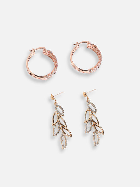 Pack Of Gold-Plated Drop & Stud Earrings 