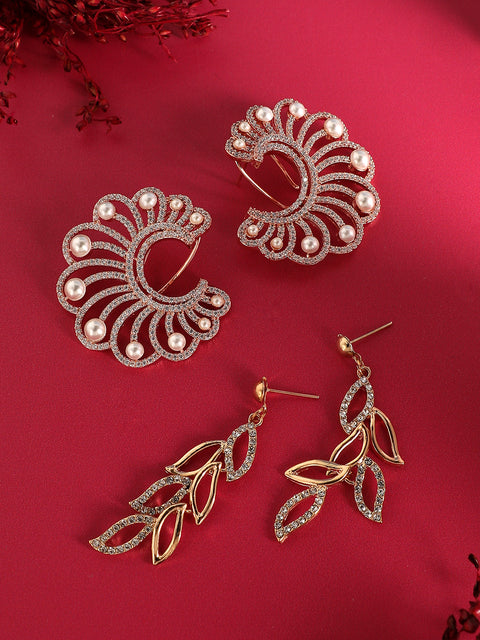 Pack Of Gold-Plated Drop Earrings