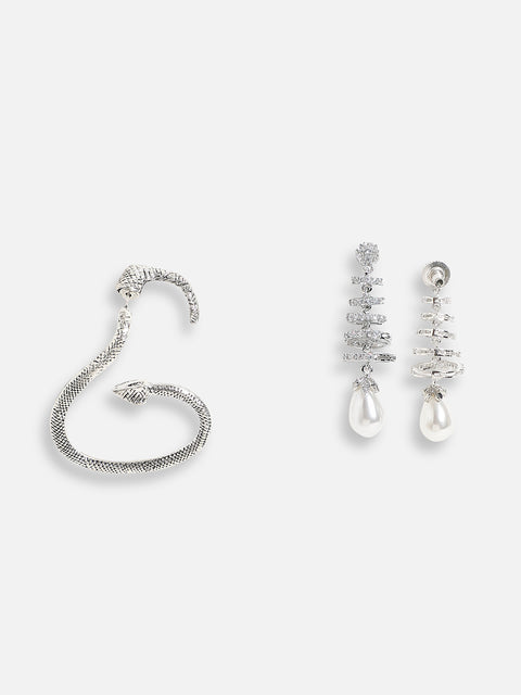 Pack Of Silver-Plated Drop & Ear Cuff