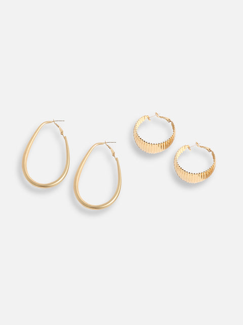 Pack Of Gold-Plated Hoop Earrings 