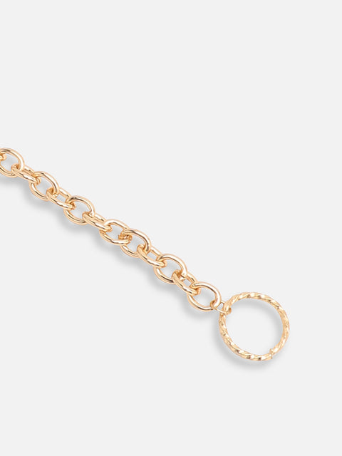 GOLD PLATED CASUAL PEARLS LINK BRACELET FOR WOMEN