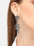 SILVER PLATED PARTY DESIGNER STONE DROP EARRING FOR WOMEN
