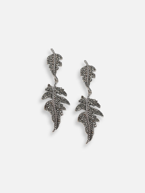 SILVER PLATED PARTY DESIGNER STONE DROP EARRING FOR WOMEN