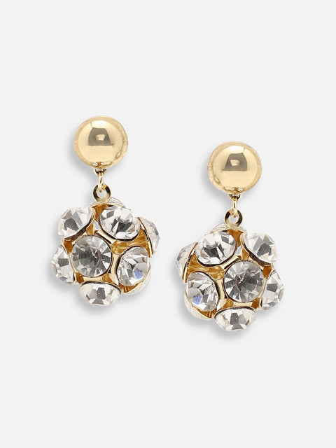 GOLD PLATED PARTY DESIGNER STONE DROP EARRING FOR WOMEN