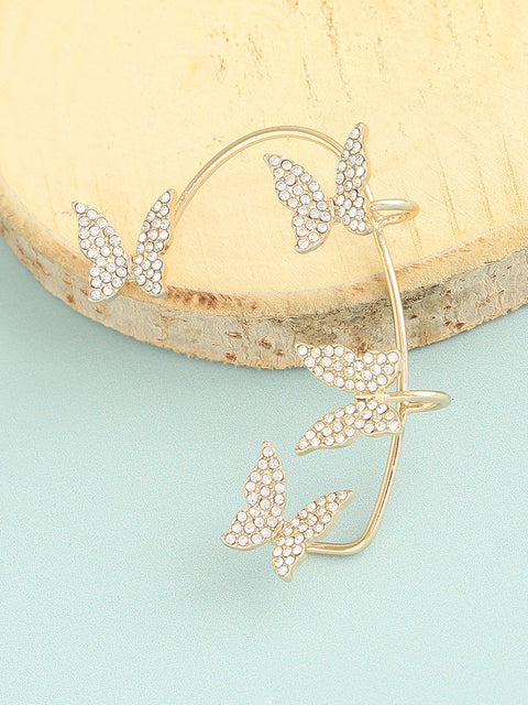 GOLD PLATED PARTY DESIGNER STONE EAR CUFF FOR WOMEN