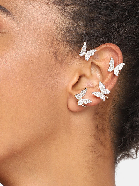 GOLD PLATED PARTY DESIGNER STONE EAR CUFF FOR WOMEN