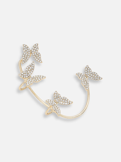 GOLD PLATED PARTY DESIGNER STONE EAR CUFF FOR WOMEN