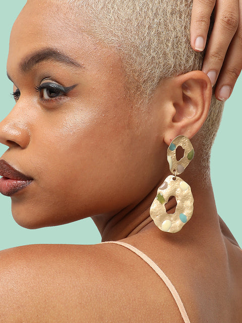 GOLD PLATED PARTY DESIGNER STONE DROP EARRING FOR WOMEN