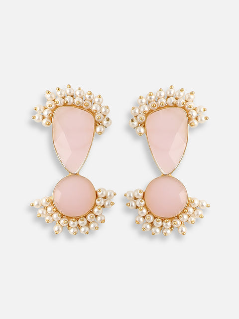 GOLD PLATED DESIGNER STONE BEADED NECKLACE AND EARRING SET