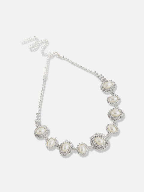 Silver Plated Designer Stone Party Necklace and Earring Set