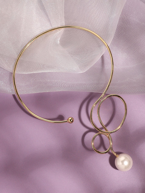 Gold Plated Pearls Party Necklace