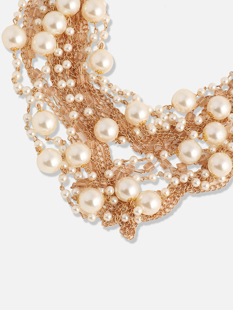 Gold Plated Pearls Party Necklace