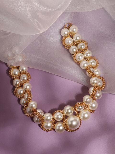 Gold Plated Pearls Party Necklace