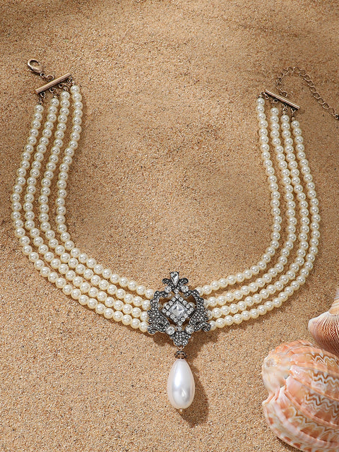 Pearl Drop Layered Necklace