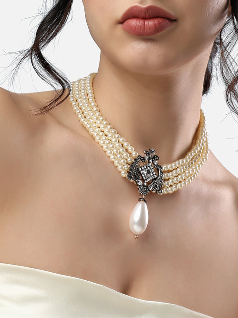 Pearl Drop Layered Necklace