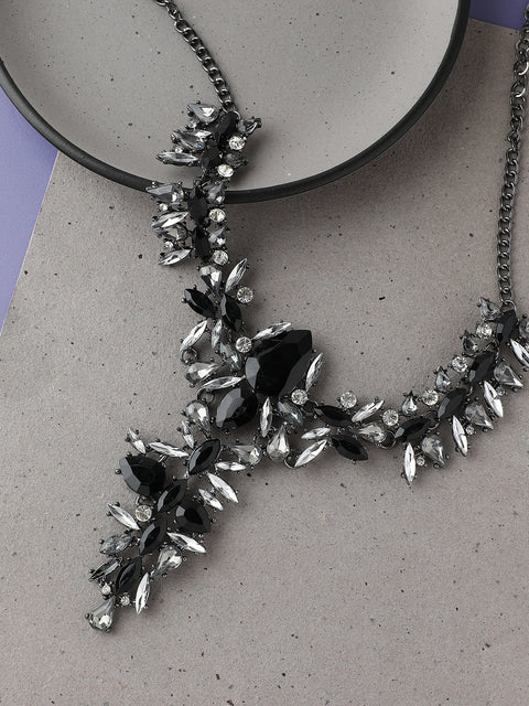 GOLD PLATED PARTY DESIGNER STONE STATEMENT NECKLACE FOR WOMEN