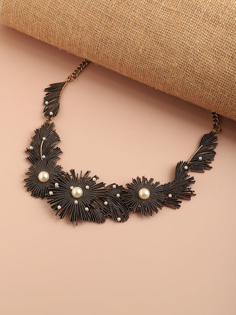 GOLD PLATED PARTY DESIGNER STONE STATEMENT NECKLACE FOR WOMEN