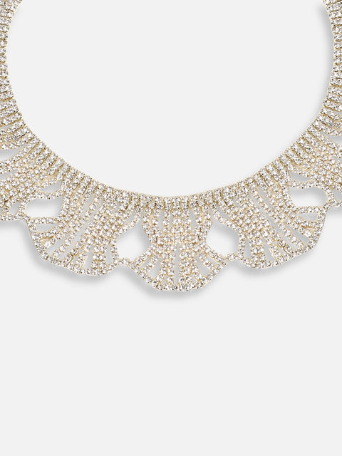 GOLD PLATED PARTY DESIGNER STONE STATEMENT NECKLACE FOR WOMEN