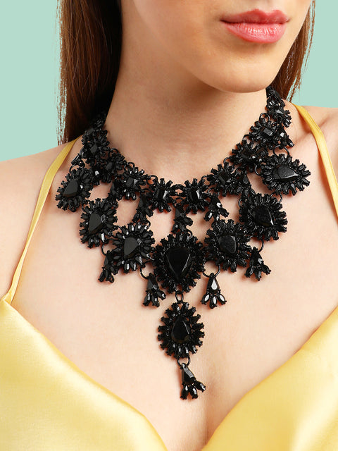 GOLD PLATED PARTY DESIGNER STONE STATEMENT NECKLACE FOR WOMEN