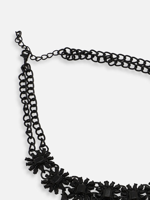 GOLD PLATED PARTY DESIGNER STONE STATEMENT NECKLACE FOR WOMEN