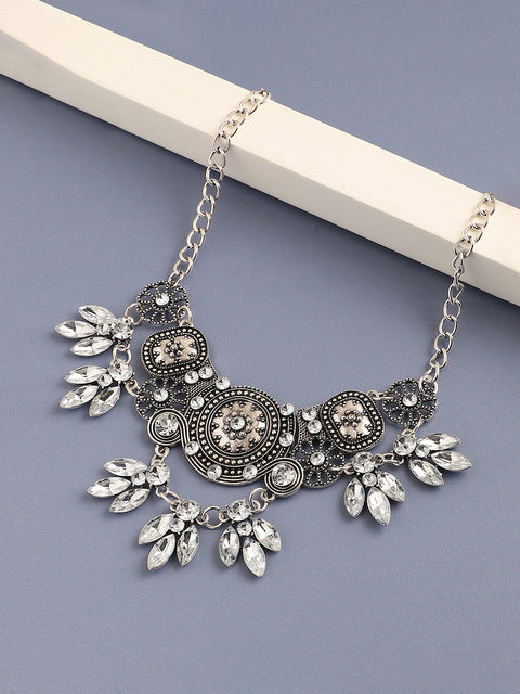 GOLD PLATED PARTY DESIGNER STONE STATEMENT NECKLACE FOR WOMEN