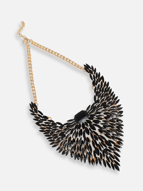 GOLD PLATED PARTY DESIGNER STONE STATEMENT NECKLACE FOR WOMEN