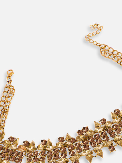 GOLD PLATED PARTY DESIGNER STONE STATEMENT NECKLACE FOR WOMEN