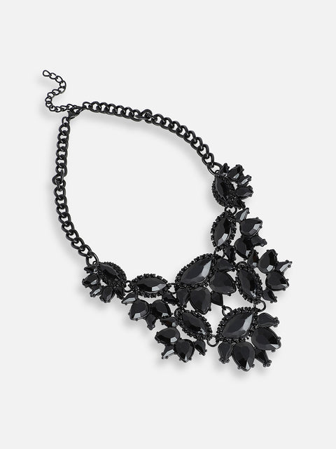 GOLD PLATED PARTY DESIGNER STONE STATEMENT NECKLACE FOR WOMEN