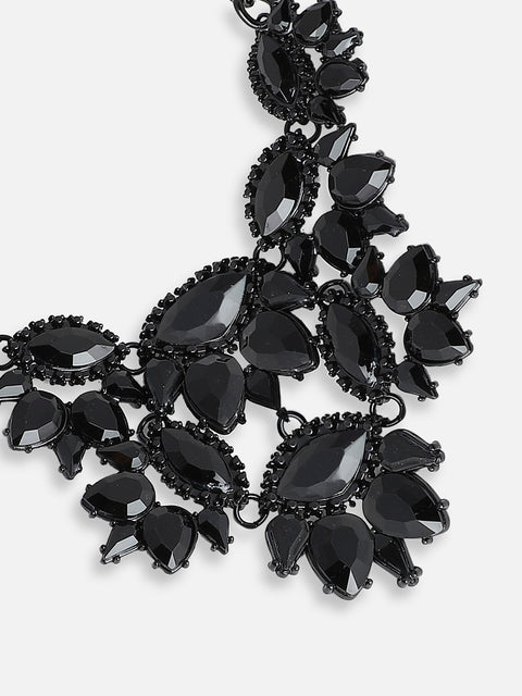GOLD PLATED PARTY DESIGNER STONE STATEMENT NECKLACE FOR WOMEN